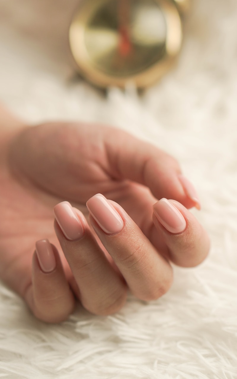 Soft nude pink manicure