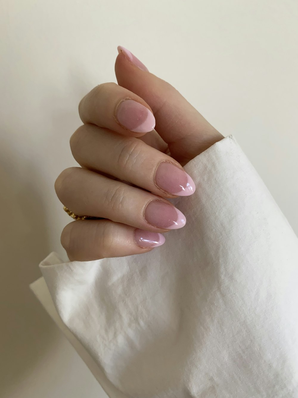 Glossy nude French manicure — spa manicures in Port Angeles