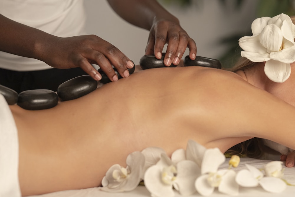 Hot stone spa pedicure treatment at a luxury nail spa in Port Angeles WA